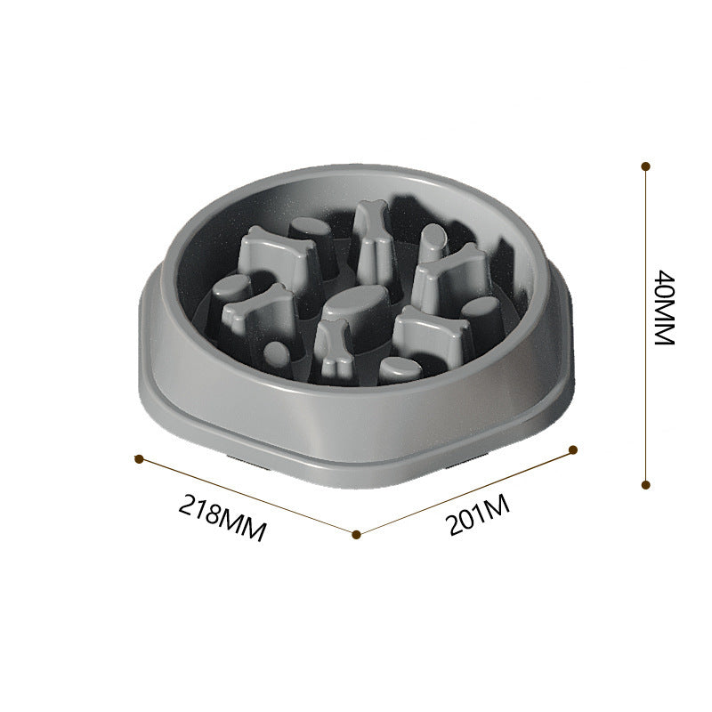 "Colorful slow eating feeding bowl for dogs with bone-shaped obstacles, promoting healthy digestion and reducing choking risk