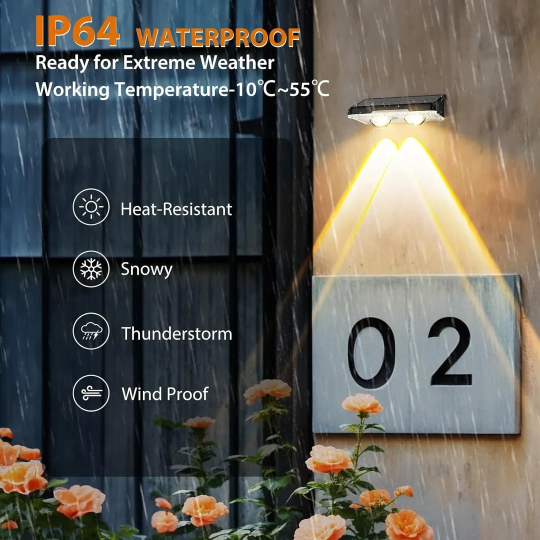 Colorful solar fence lights, 7-Color LED, sleek design, bright outdoor wall lights for gardens, patios, IP65 waterproof.