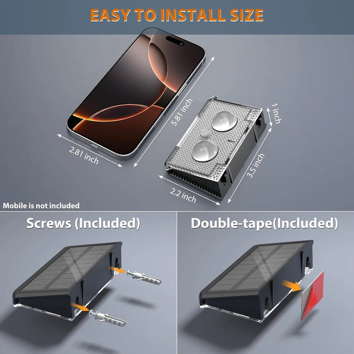 Colorful solar fence lights, 7-Color LED, sleek design, bright outdoor wall lights for gardens, patios, IP65 waterproof.