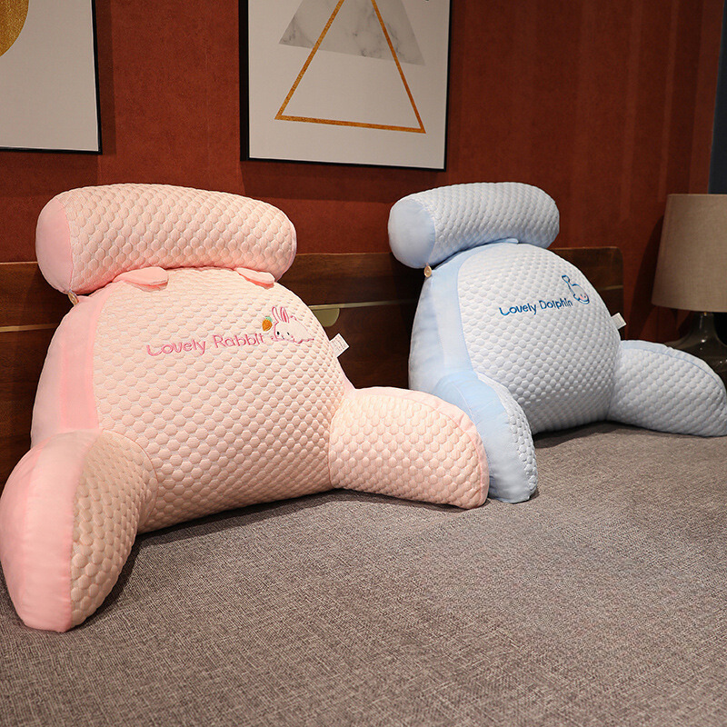 Comfortable BackSupport Pillow with washable cover, soft armrests, in grey, for home decoration and comfortable seating.