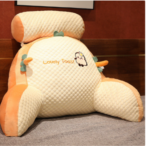 Comfortable BackSupport Pillow with washable cover, soft armrests, in grey, for home decoration and comfortable seating.