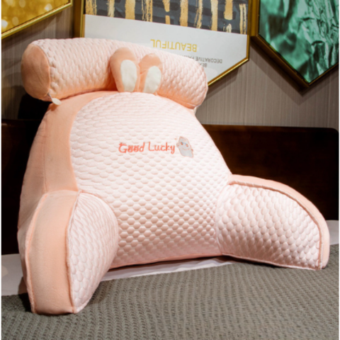 Comfortable BackSupport Pillow with washable cover, soft armrests, in grey, for home decoration and comfortable seating.