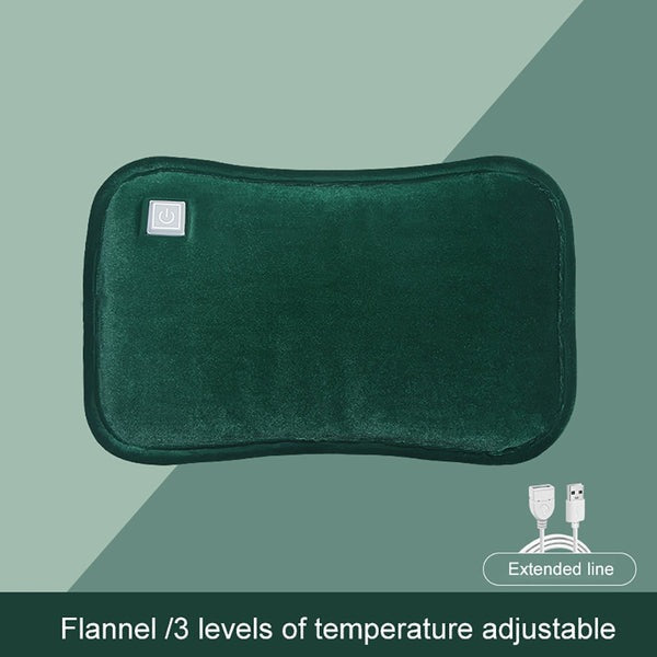 "Compact 2-in-1 Electric Hand Warmer with USB Charging, plush exterior, foldable design, ideal for travel and chilly days."