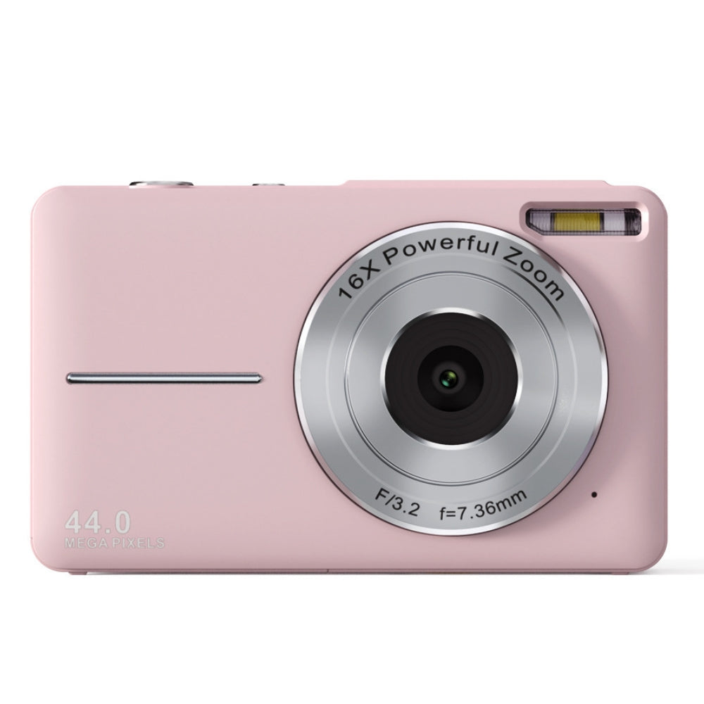 "Compact digital camera for teens, 44MP, 1080P, 16X zoom, 2.4-inch LCD, portable design"