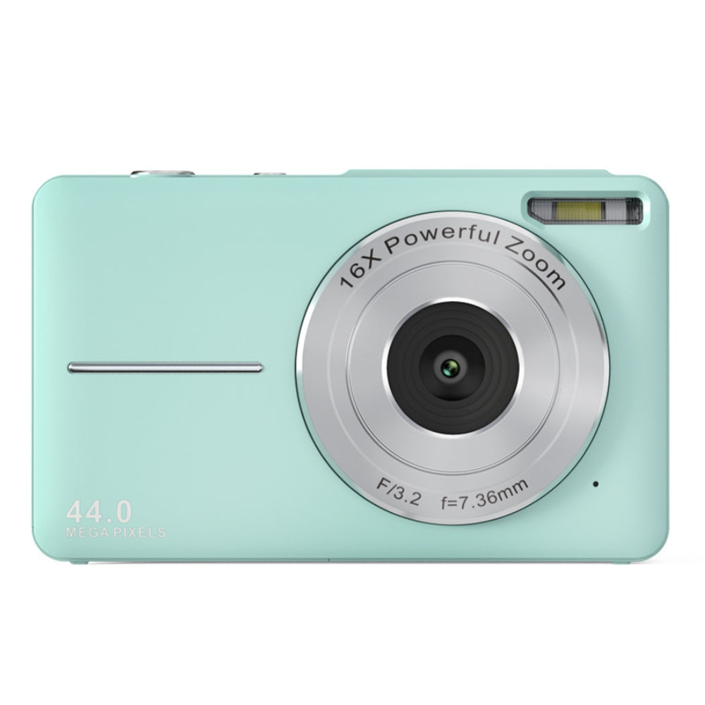 "Compact digital camera for teens, 44MP, 1080P, 16X zoom, 2.4-inch LCD, portable design"