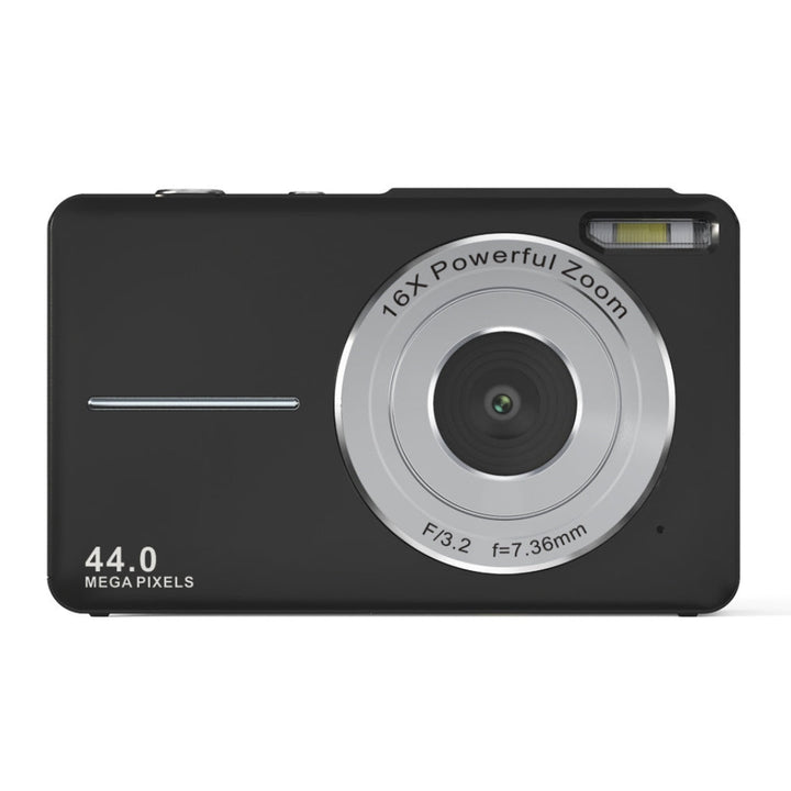 "Compact digital camera for teens, 44MP, 1080P, 16X zoom, 2.4-inch LCD, portable design"