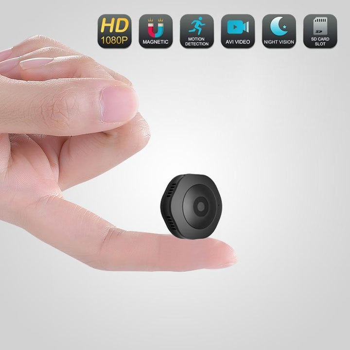 "Compact mini wifi camera for home security, featuring 1080P HD resolution and night vision in a sleek, discreet design."