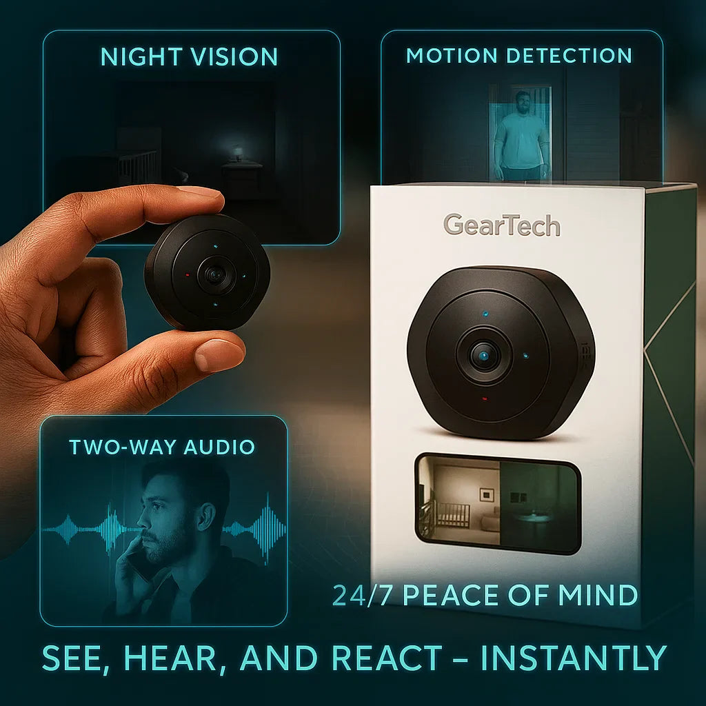 "Compact mini wifi camera for home security, featuring 1080P HD resolution and night vision in a sleek, discreet design."