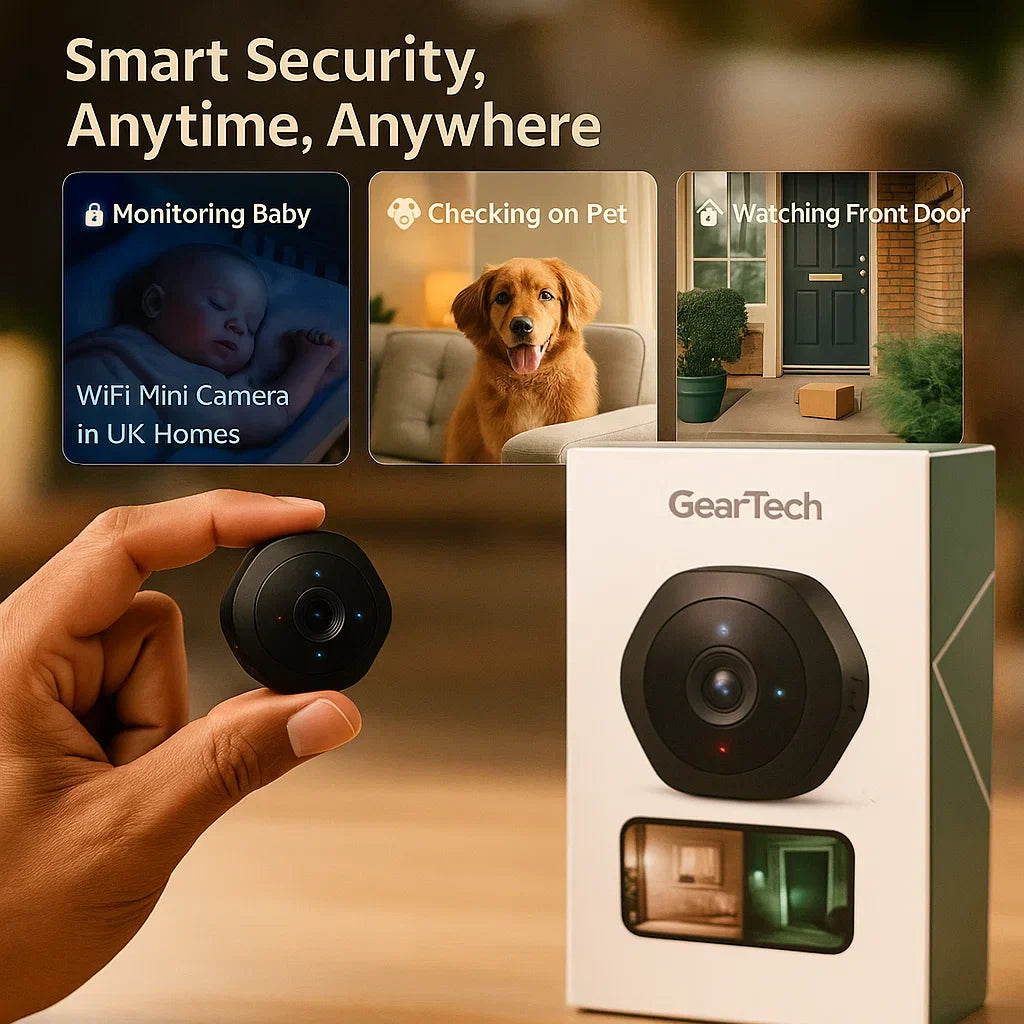 "Compact mini wifi camera for home security, featuring 1080P HD resolution and night vision in a sleek, discreet design."