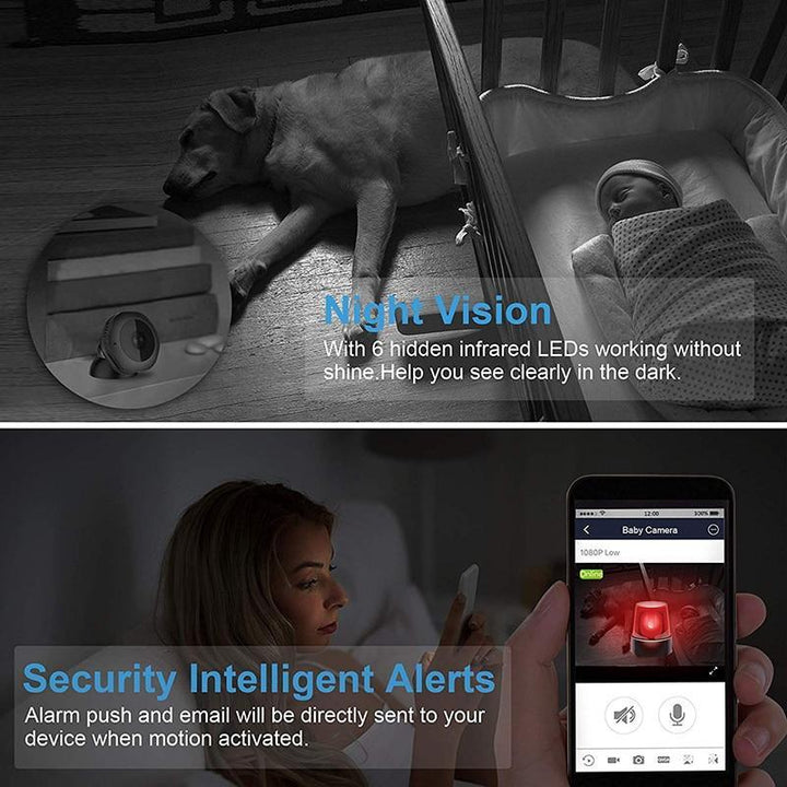 "Compact mini wifi camera for home security, featuring 1080P HD resolution and night vision in a sleek, discreet design."