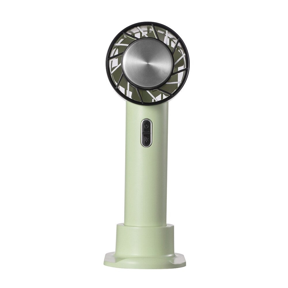 "Compact portable handheld air cooling fan, minimalist design with powerful cooling, perfect for travel and home use."