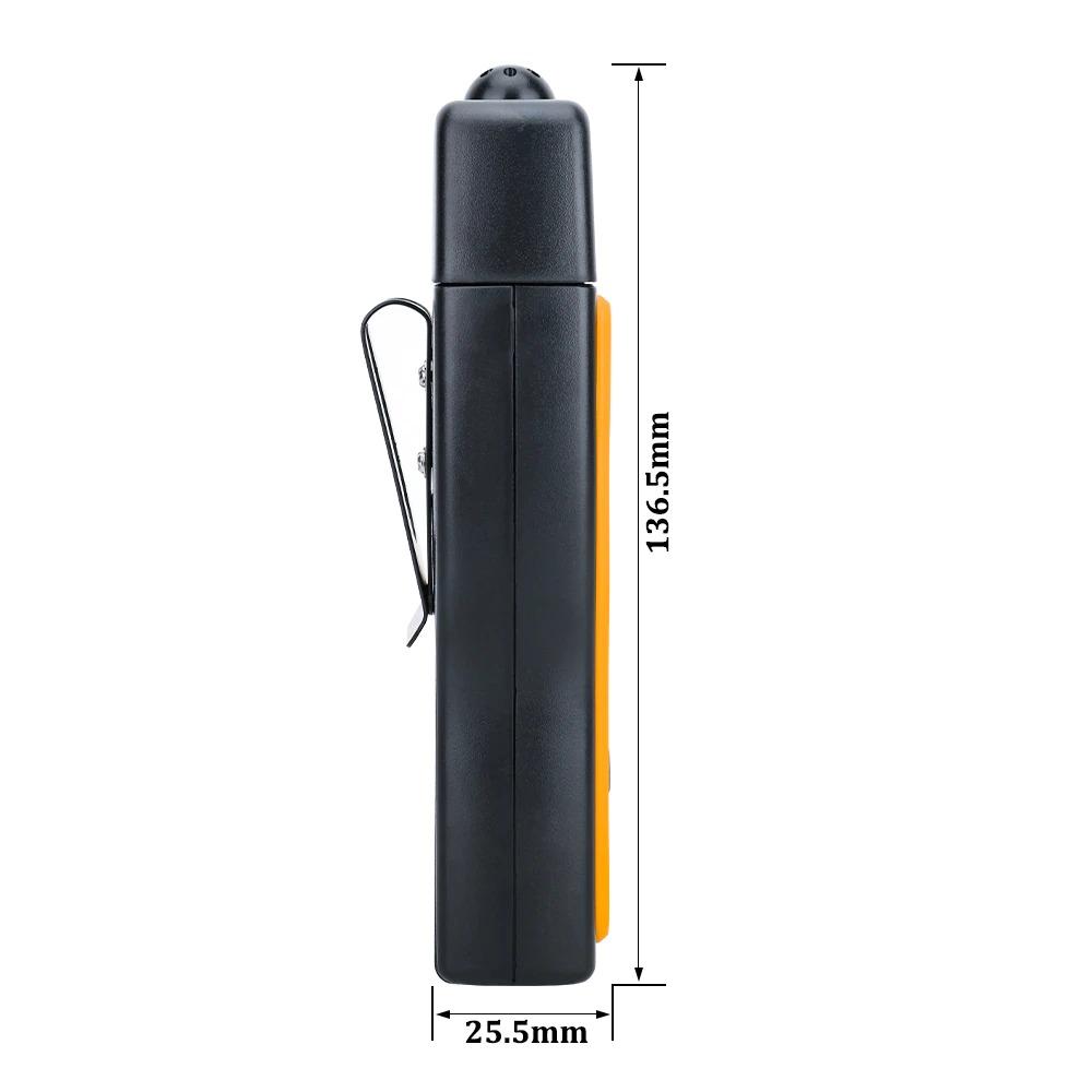 "Compact portable handheld CO detector with alarm, featuring a large LCD display, for monitoring carbon monoxide levels safel