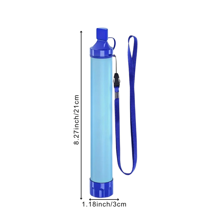 "Compact portable outdoor water purifier, lightweight design, efficient filtration, ideal for hiking and camping use."