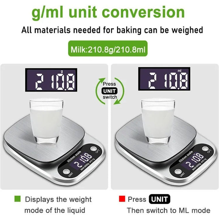 "Compact stainless steel kitchen scale with sleek design for precise 0.1g measurements, ideal for culinary accuracy."