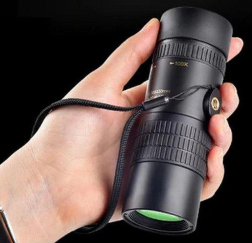 "Compact waterproof monocular telescope with 10x zoom, night vision, and smartphone compatibility for outdoor adventures."