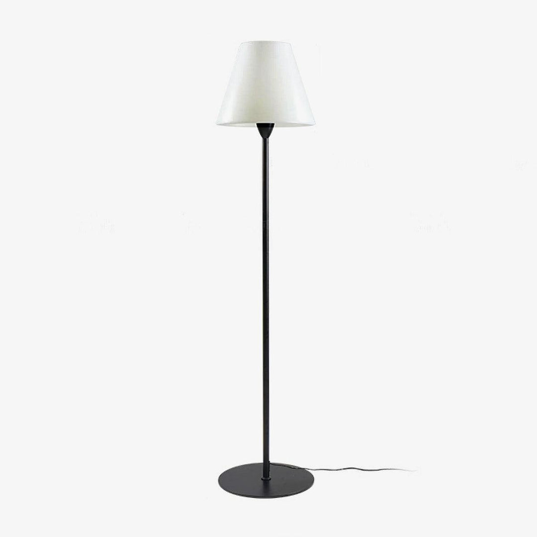 "Contemporary metal and acrylic floor-standing lamp with sleek lines, modern flair, perfect for home decor lighting."