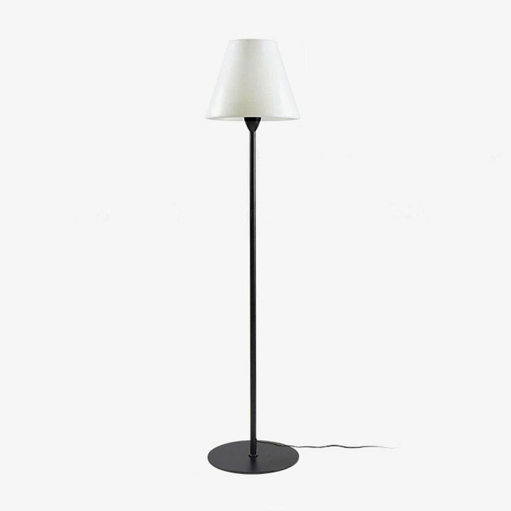 "Contemporary metal and acrylic floor-standing lamp with sleek lines, modern flair, perfect for home decor lighting."