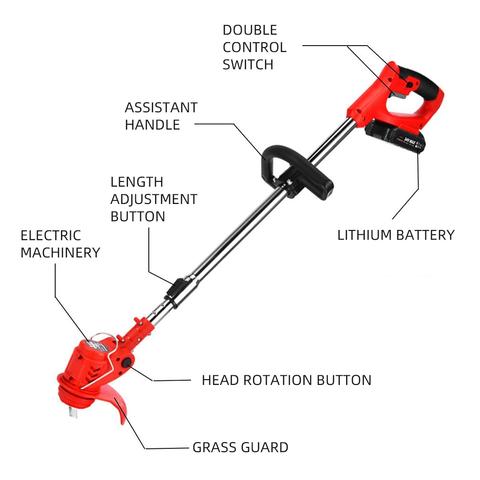 Cordless lightweight electric weed eater in use, showcasing compact design and ergonomic features for easy garden maintenance