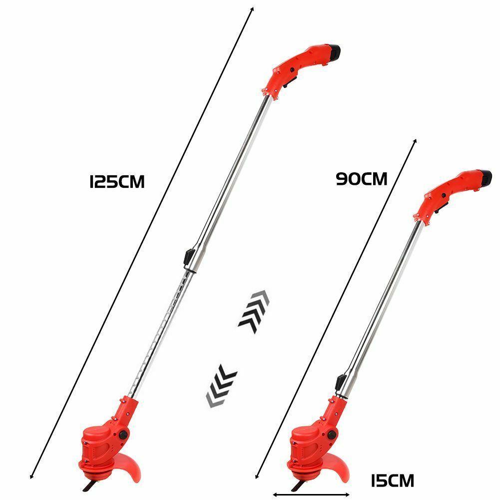 Cordless lightweight electric weed eater in use, showcasing compact design and ergonomic features for easy garden maintenance