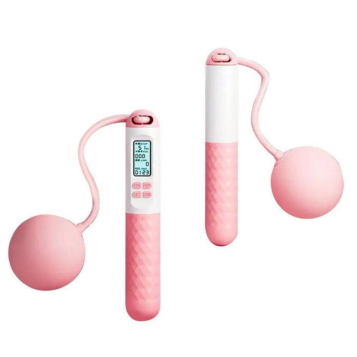 Cordless weighted jump rope with digital counter and ergonomic handles, ideal for effective home workouts in tight spaces.
