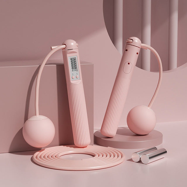 "Cordless weighted skipping rope with digital counter, ergonomic anti-slip handles, and vivid colors for effective workouts."