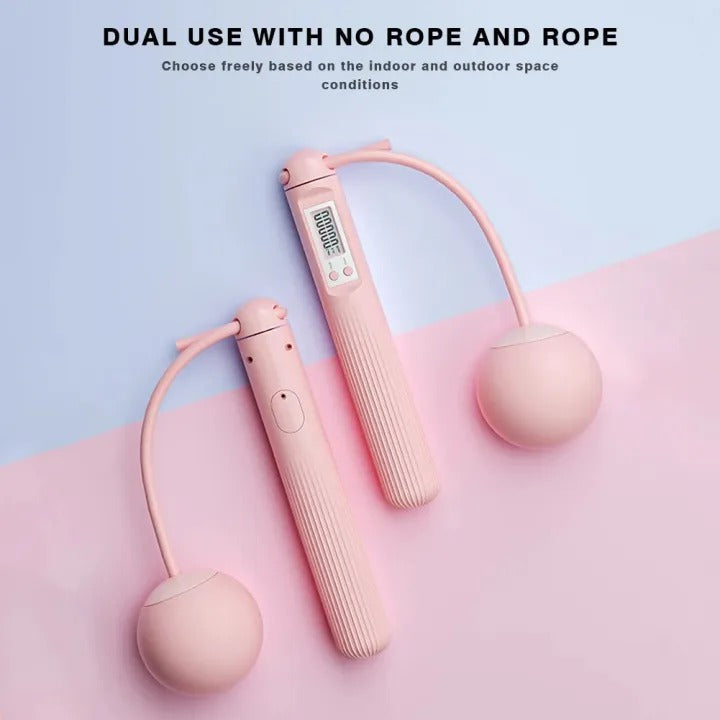 "Cordless weighted skipping rope with digital counter, ergonomic anti-slip handles, and vivid colors for effective workouts."