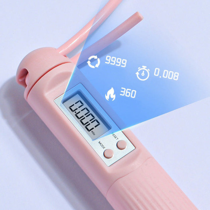 "Cordless weighted skipping rope with digital counter, ergonomic anti-slip handles, and vivid colors for effective workouts."