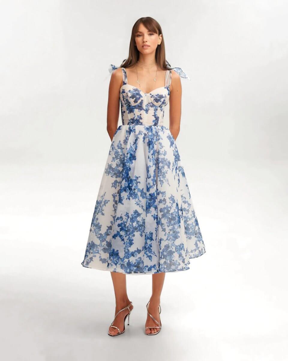 Elegant Blue Midi Dress