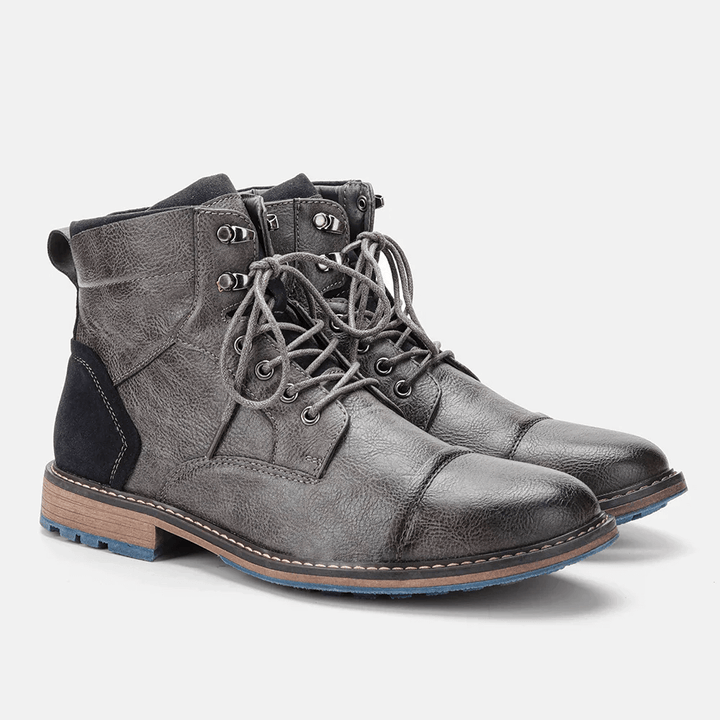 Men's Durable PU Leather Ankle Boots