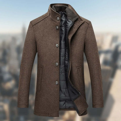 Men's Warm Winter Coat with Standing Collar