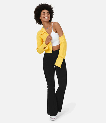 Women's High-Waisted Elasticated Flared Jeans