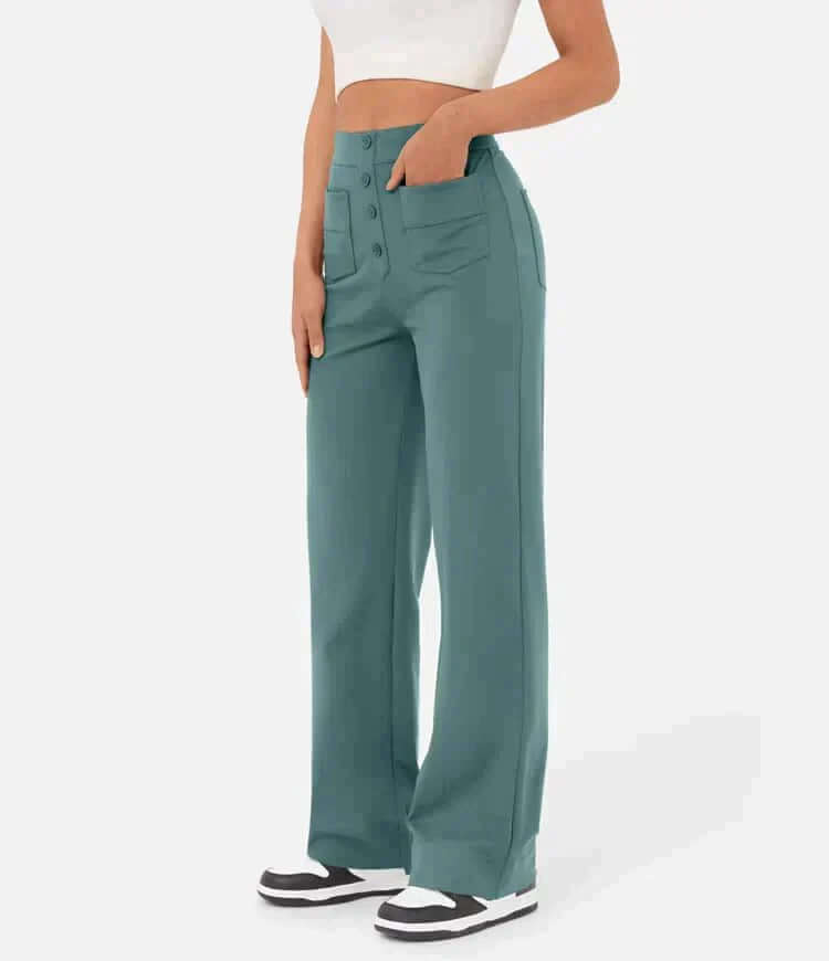 High-Waisted Straight Leg Trousers