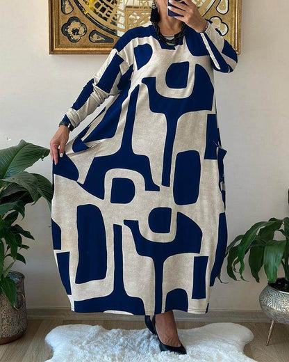Women's Trendy Print Long Sleeve Dress