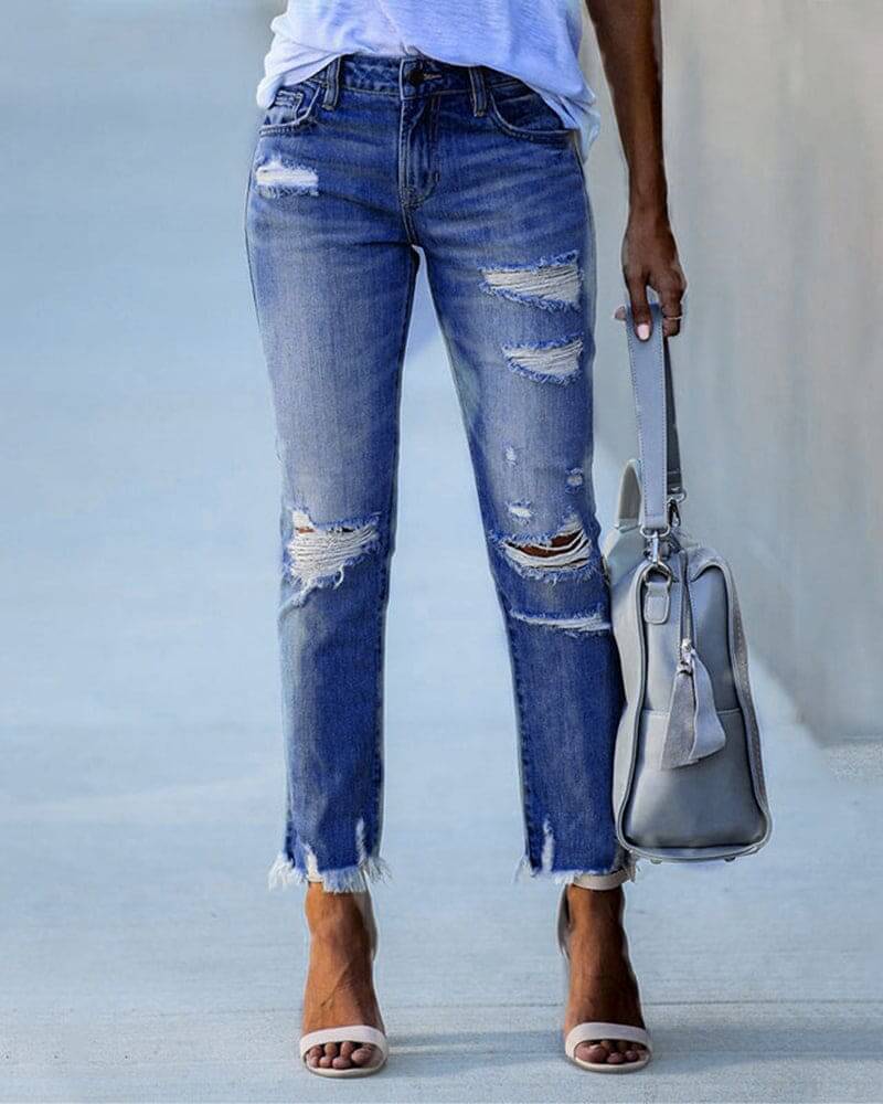 Women's Ripped Casual Denim Jeans