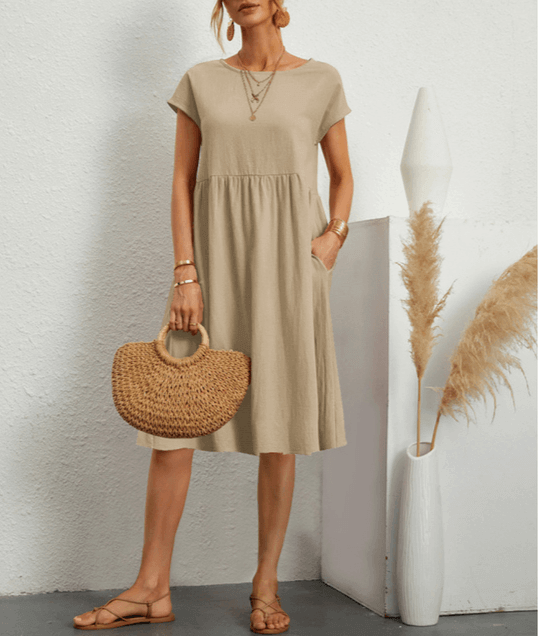 Women's Cotton Linen Midi Dress