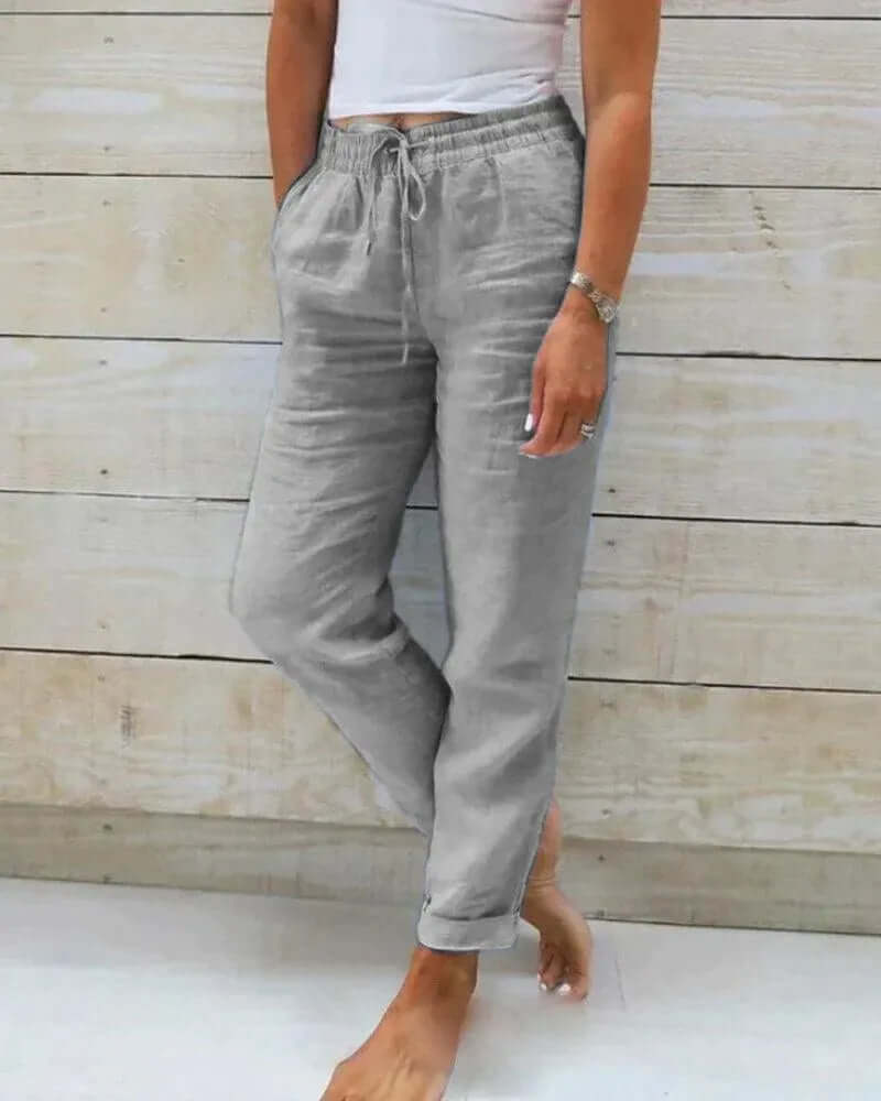 Women's Linen Relaxed Fit Casual Trousers