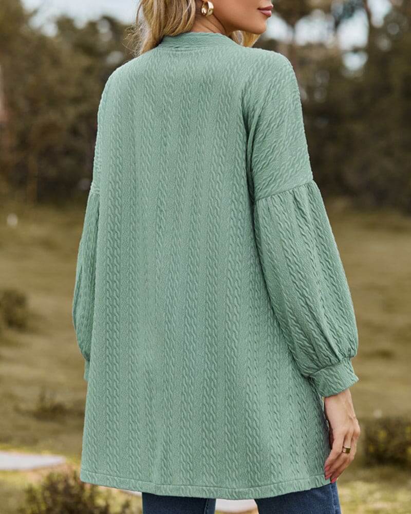 Women's Textured Lantern Sleeve Cardigan