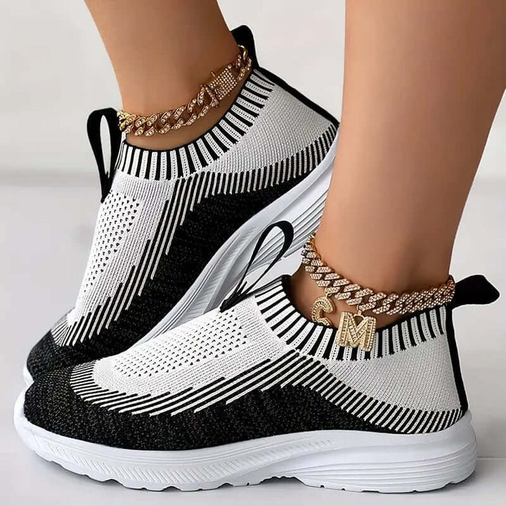 Women's Knitted Slip-On Trainers - Breathable & Cushioned