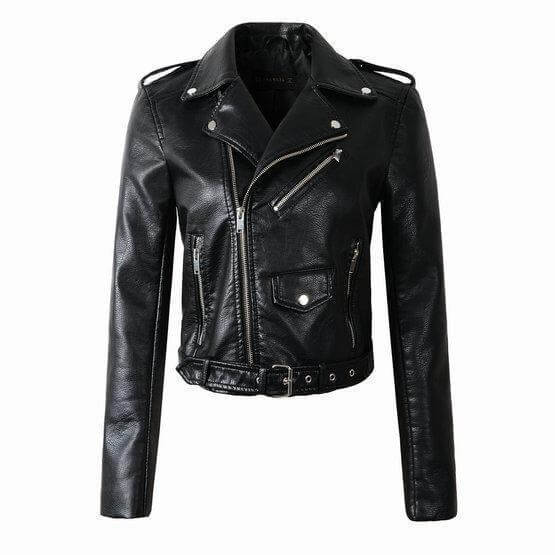 Women's Washed PU Leather Jacket