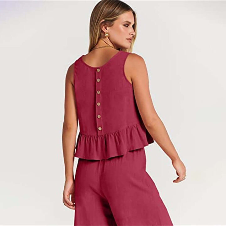 Women's Sleeveless Peplum Cropped Jumpsuit