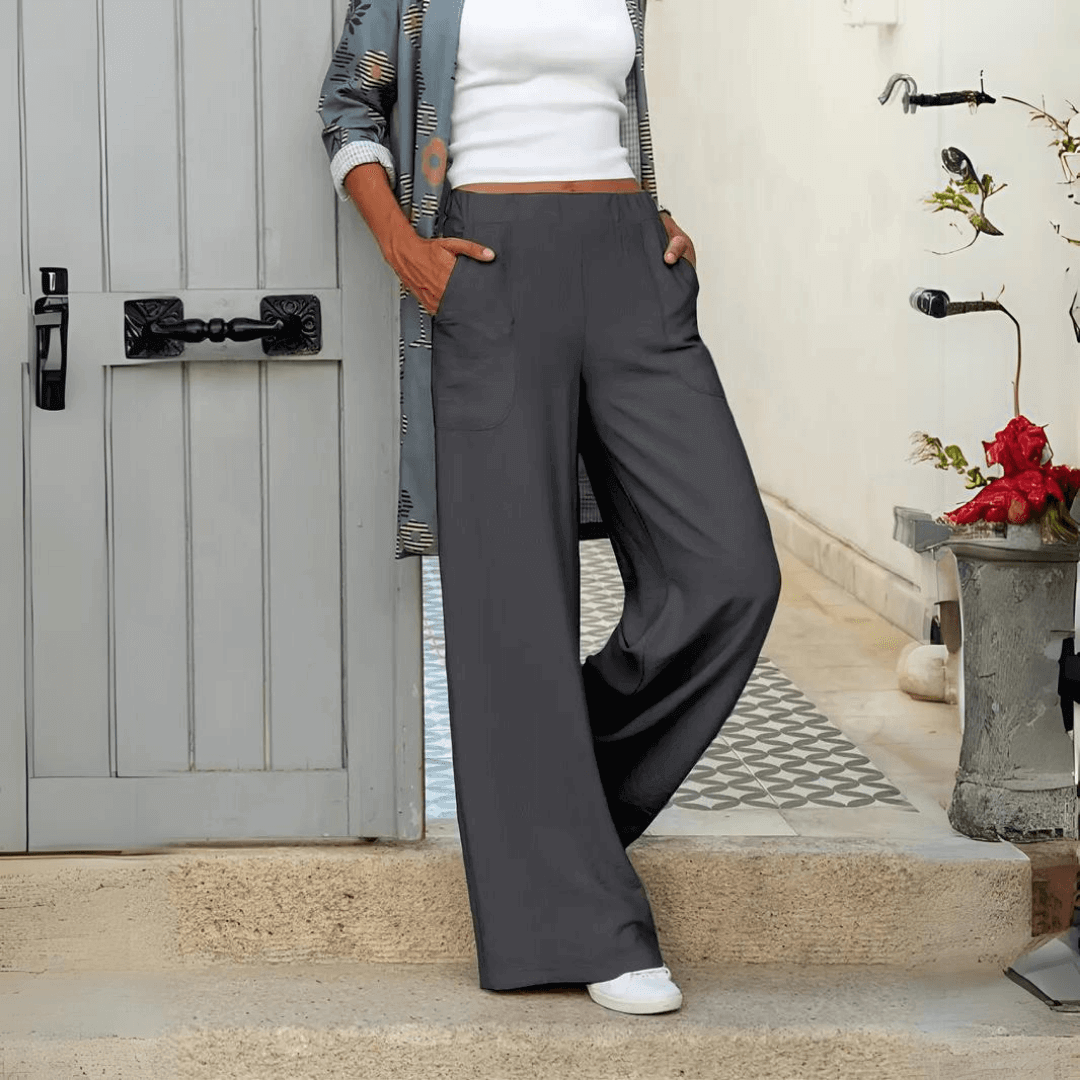 Women's Flowy Wide-Leg Trousers with Pockets