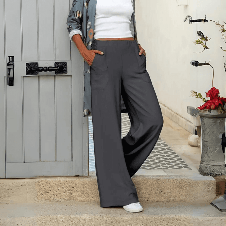 Women's Flowy Wide-Leg Trousers with Pockets