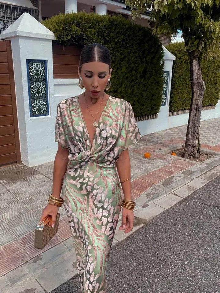 Women's Satin Floral Midi Dress