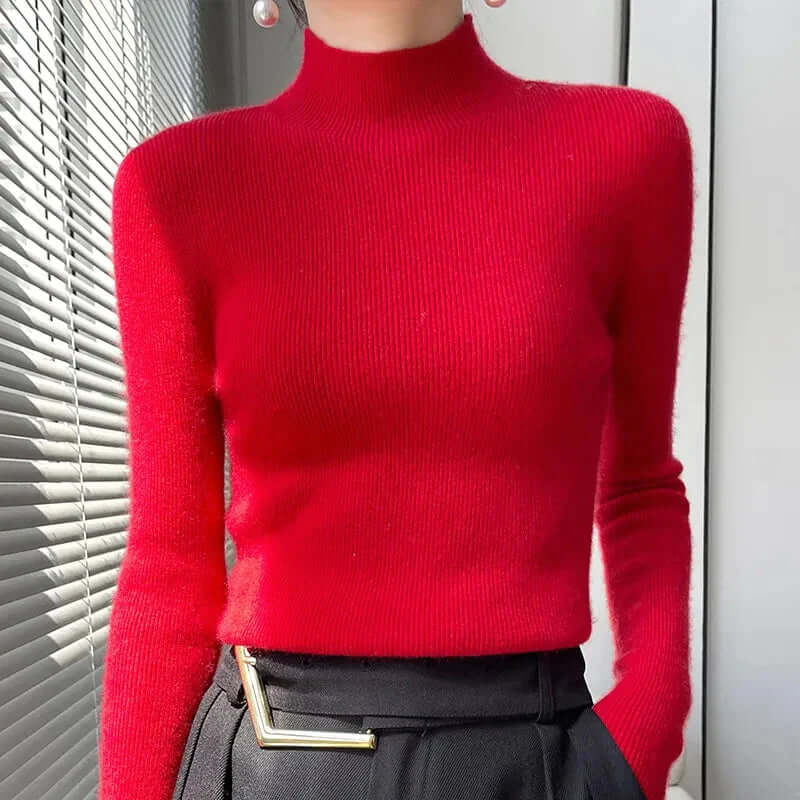 Women's Knitted Half Turtleneck Sweater