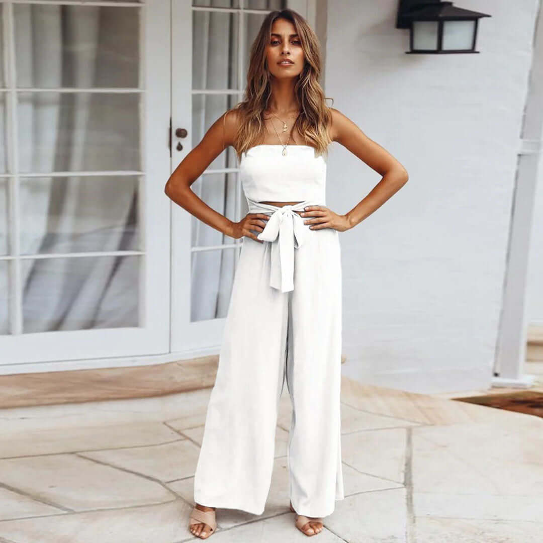 Women's Strapless Casual Jumpsuit with Elasticated Waist