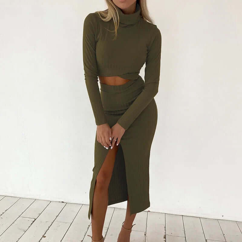 Women's Ribbed Knit Two-Piece Set