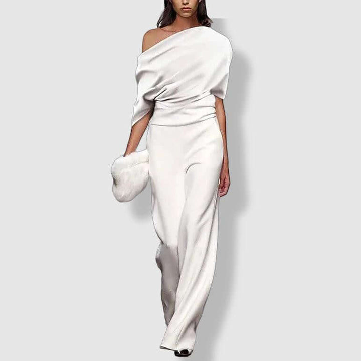 Women's Elegant Off-Shoulder Wide-Leg Jumpsuit