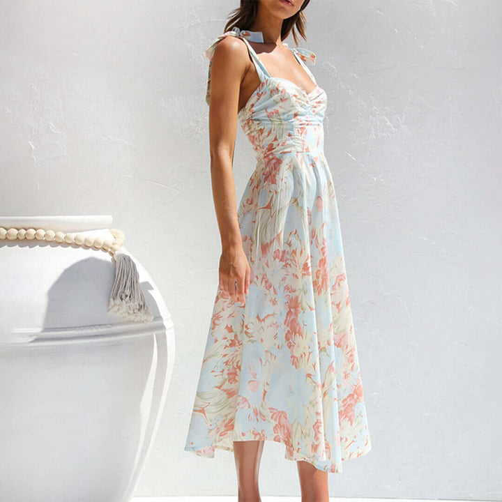 Elegant Floral Midi Dress - Summer Dress