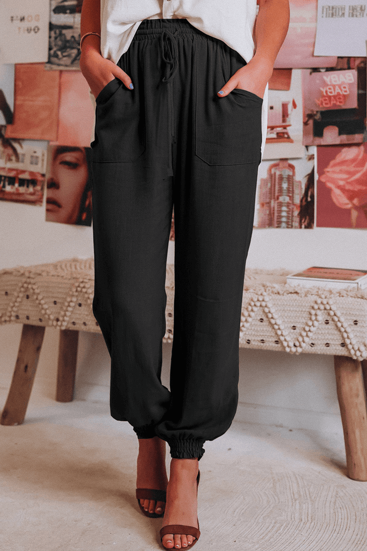 Women's Relaxed Fit Mid-Waist Drawstring Harlan Trousers