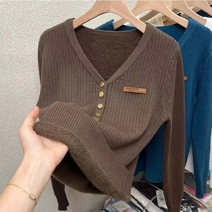 Women's V-Neck Knitted Jumper
